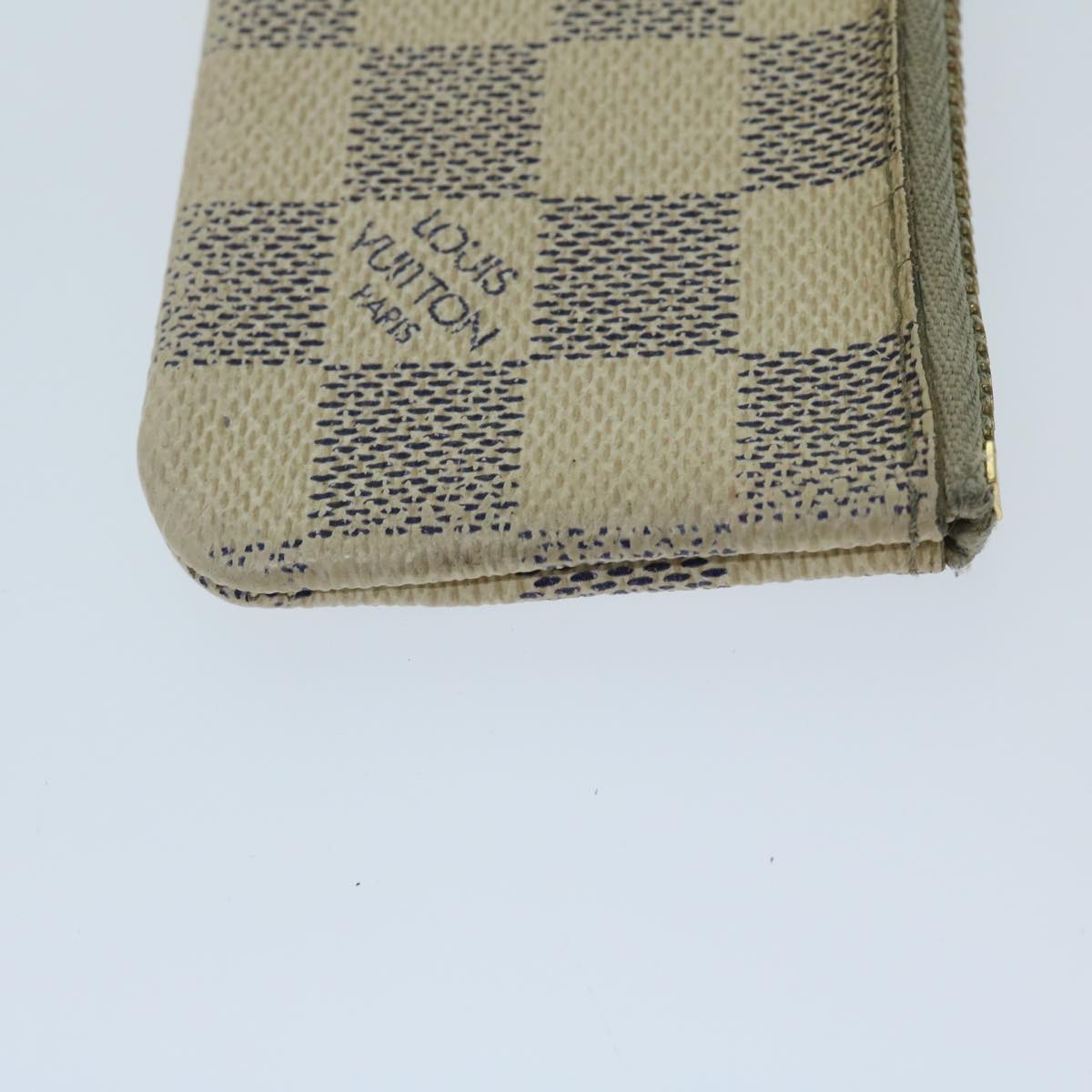 LOUIS VUITTON Damier Azur Pochette Cles Coin Purse N62659 LV Auth 65394