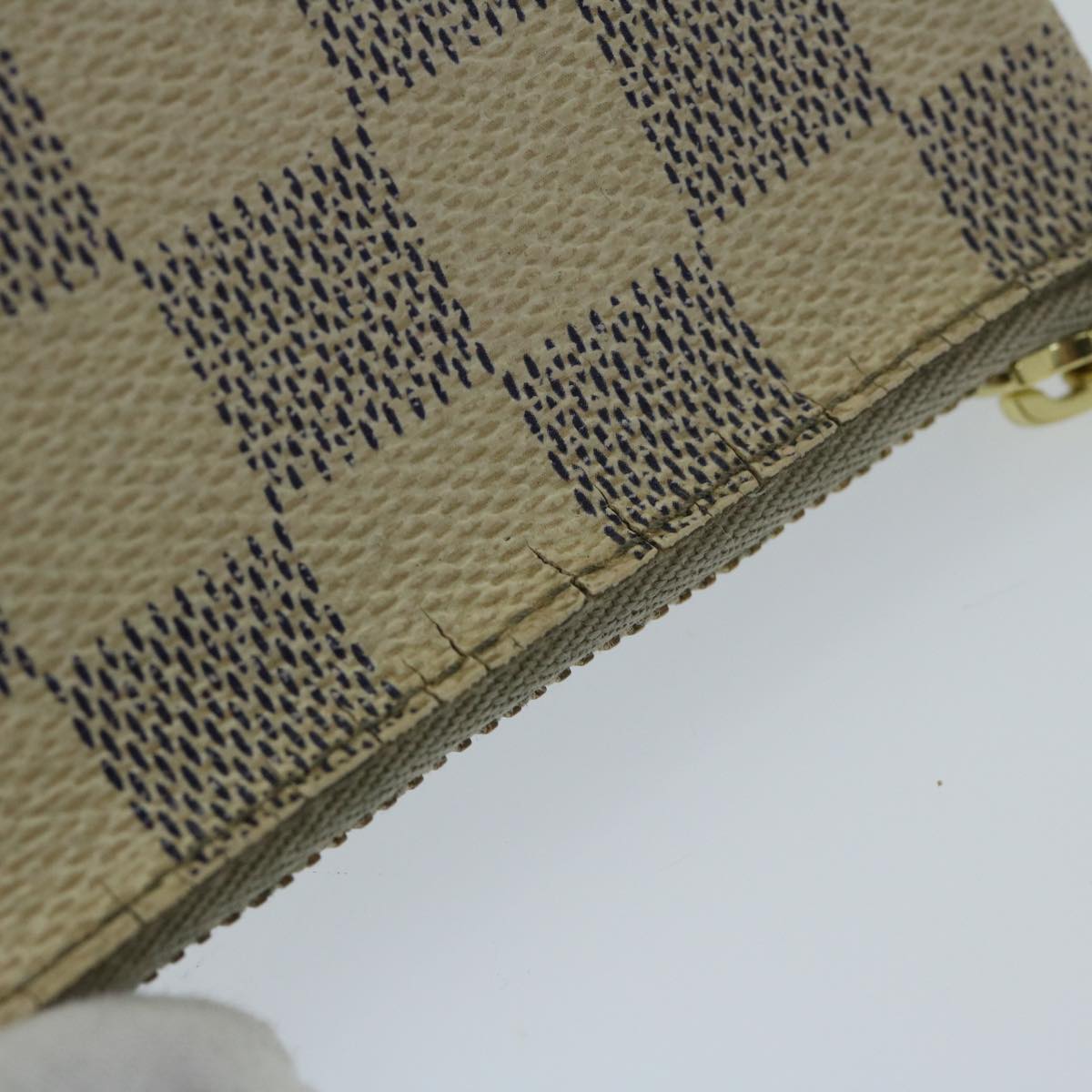 LOUIS VUITTON Damier Azur Pochette Cles Coin Purse N62659 LV Auth 65394