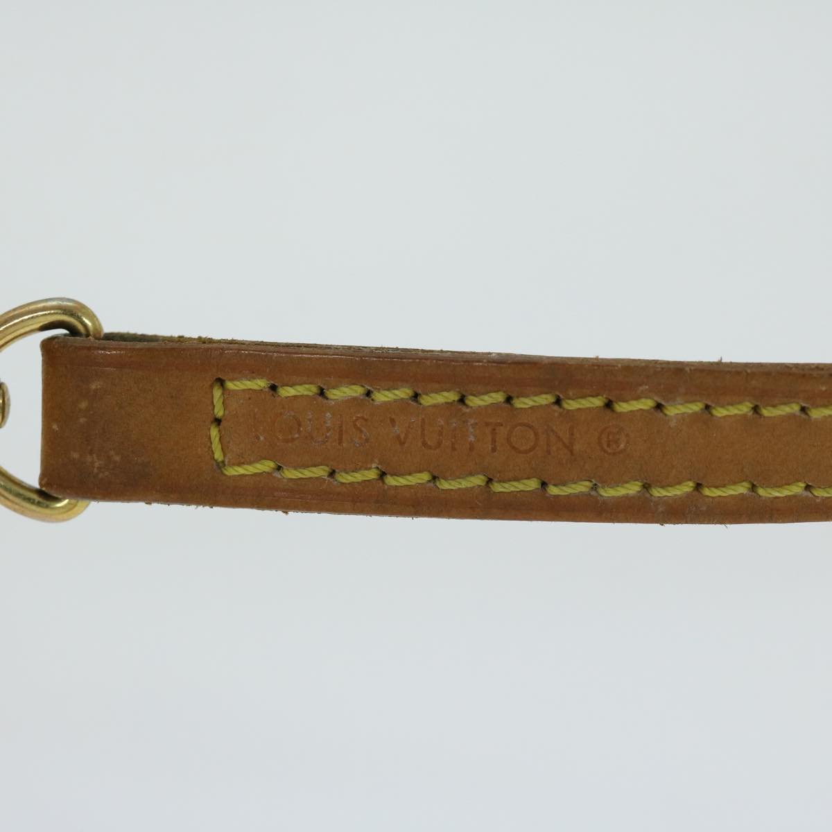 LOUIS VUITTON Shoulder Strap Leather 44.9"" Beige LV Auth 65395