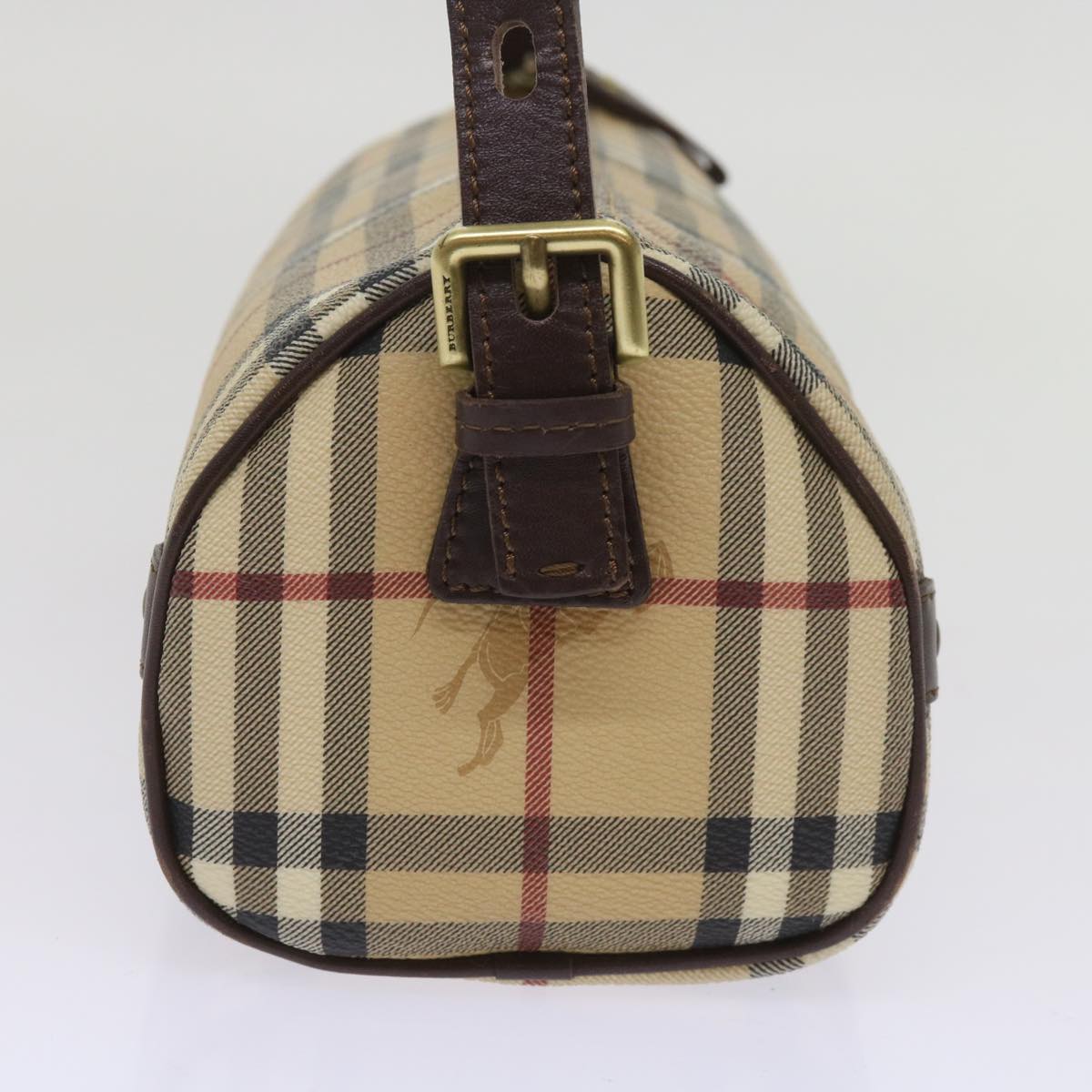 BURBERRY Nova Check Shoulder Bag PVC Leather Beige Auth 65426