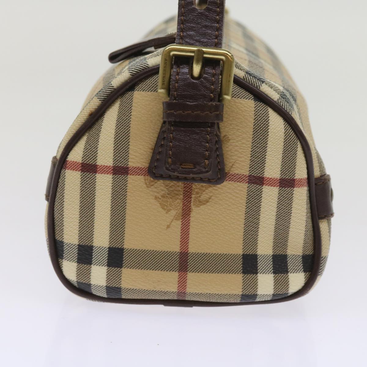 BURBERRY Nova Check Shoulder Bag PVC Leather Beige Auth 65426