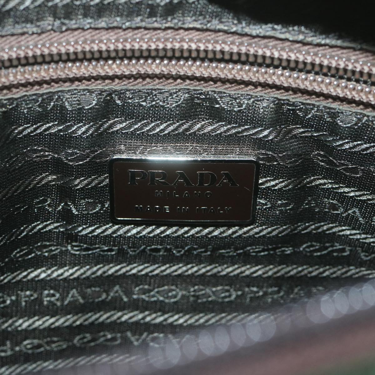 PRADA Chain Tote Bag Nylon Khaki Auth 65437