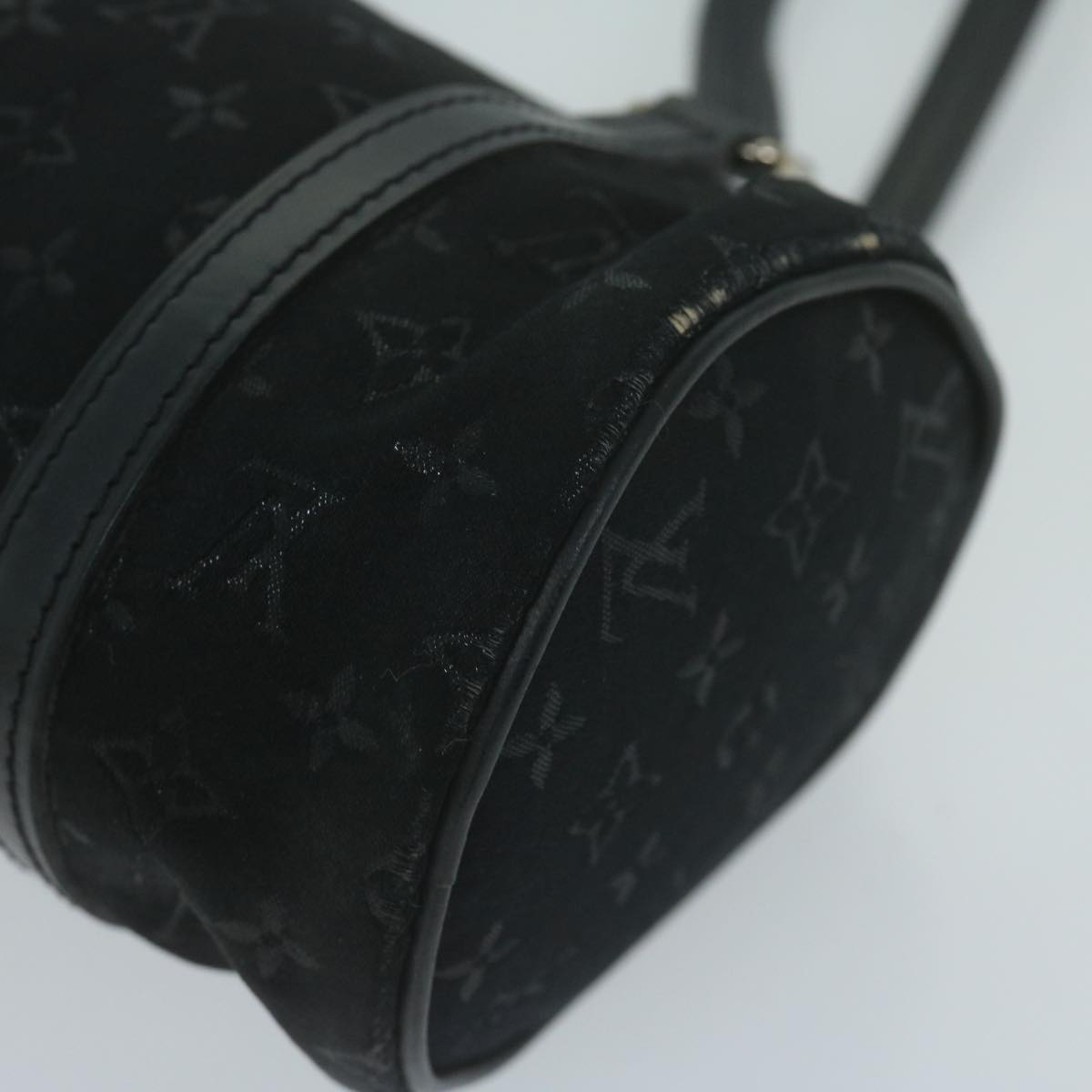 LOUIS VUITTON Monogram Satin Little Papillon Hand Bag Black M92352 Auth 65467