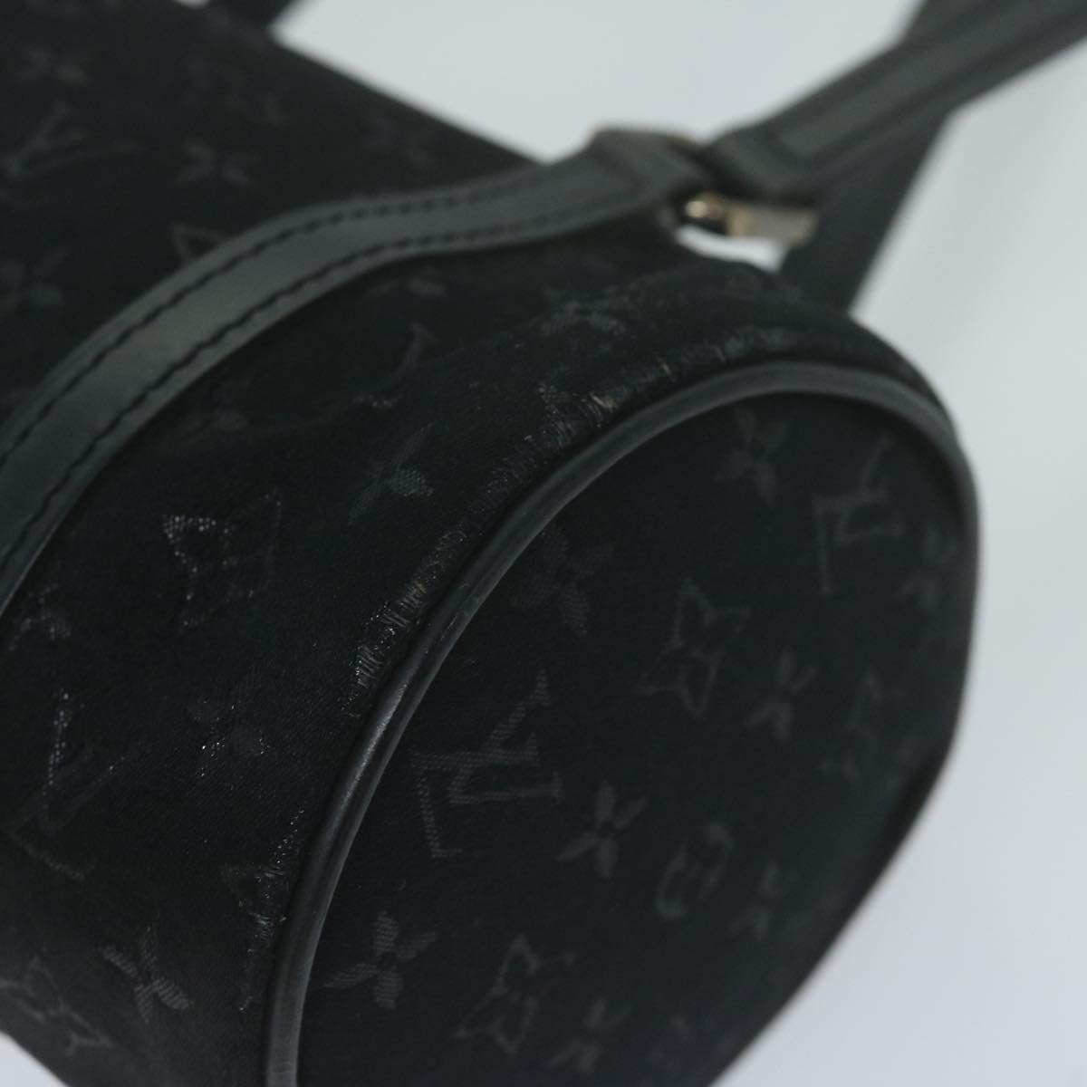 LOUIS VUITTON Monogram Satin Little Papillon Hand Bag Black M92352 Auth 65467