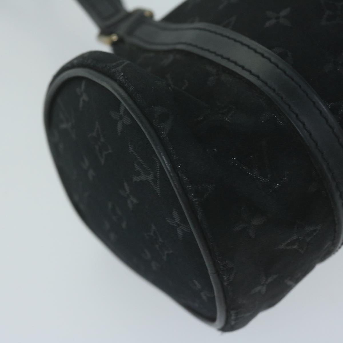 LOUIS VUITTON Monogram Satin Little Papillon Hand Bag Black M92352 Auth 65467