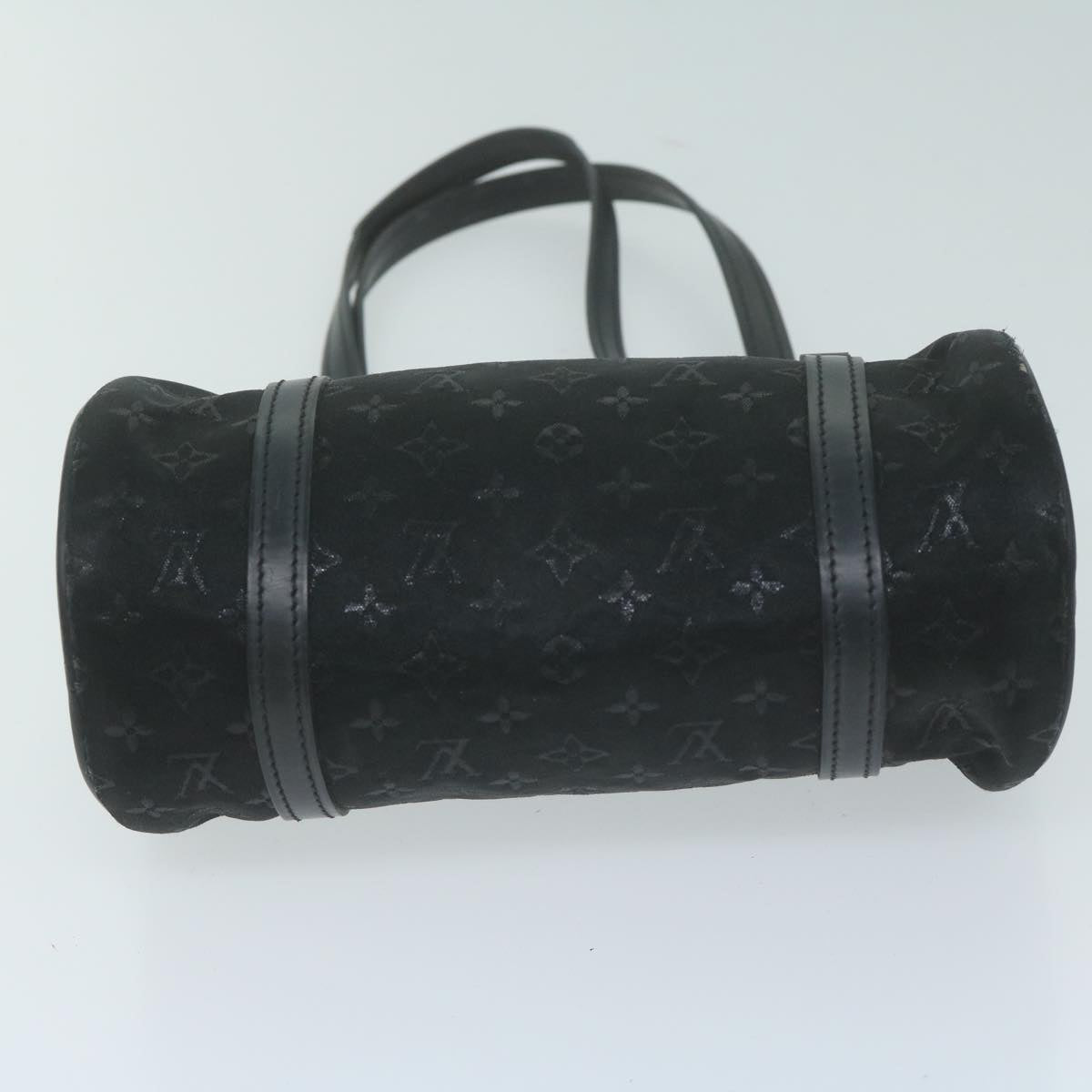 LOUIS VUITTON Monogram Satin Little Papillon Hand Bag Black M92352 Auth 65467