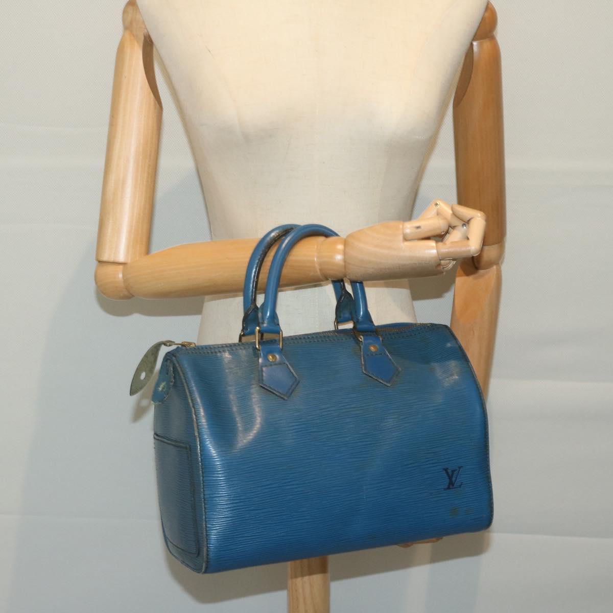 LOUIS VUITTON Epi Speedy 25 Hand Bag Toledo Blue M43015 LV Auth 65487