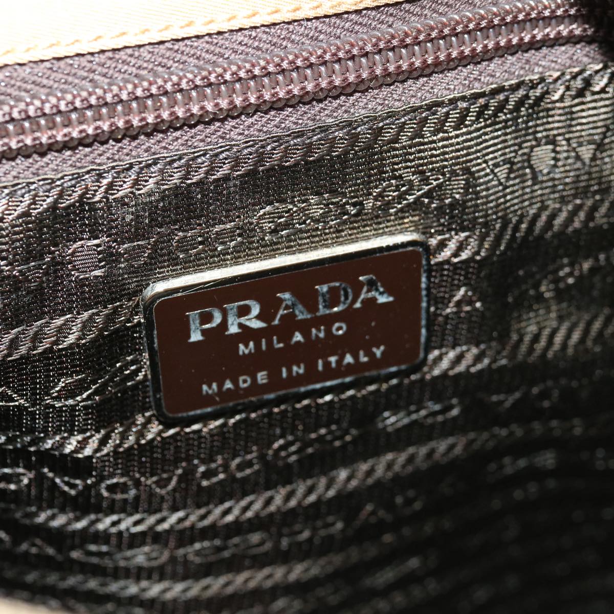 PRADA Tote Bag Nylon Beige Auth 65510