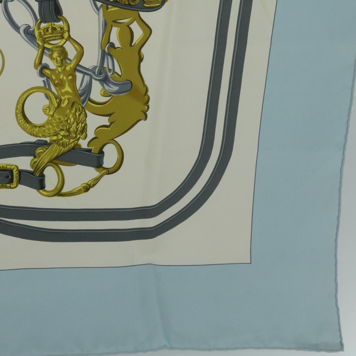 HERMES Carre 90 BRIDES de GALA Scarf Silk Light Blue Auth 65568