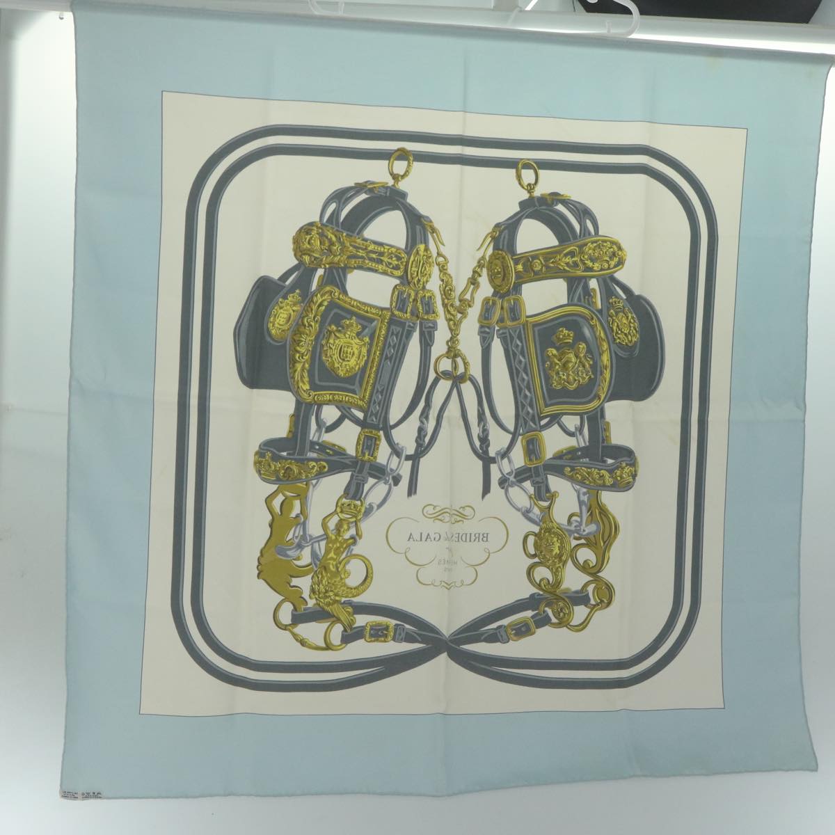 HERMES Carre 90 BRIDES de GALA Scarf Silk Light Blue Auth 65568