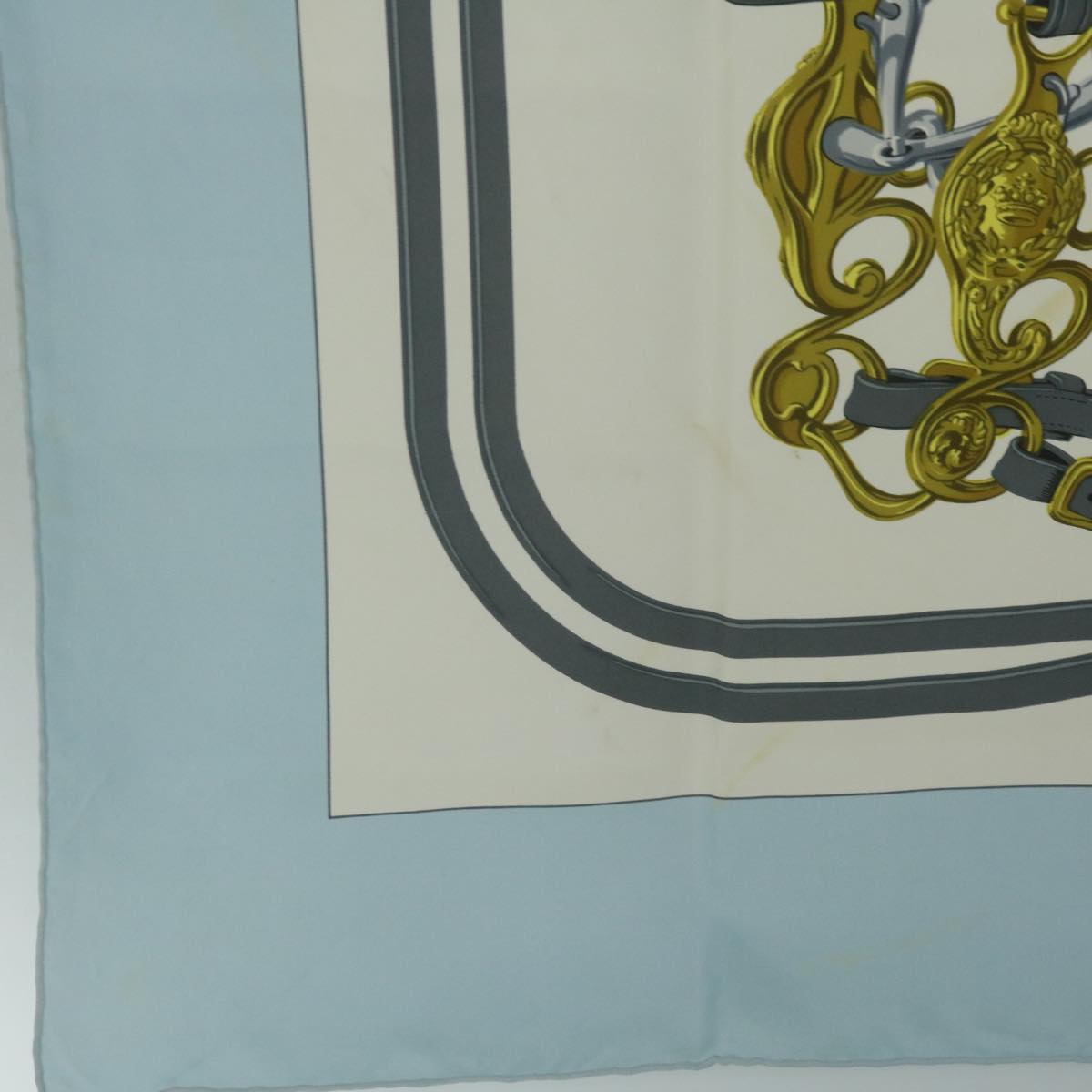 HERMES Carre 90 BRIDES de GALA Scarf Silk Light Blue Auth 65568