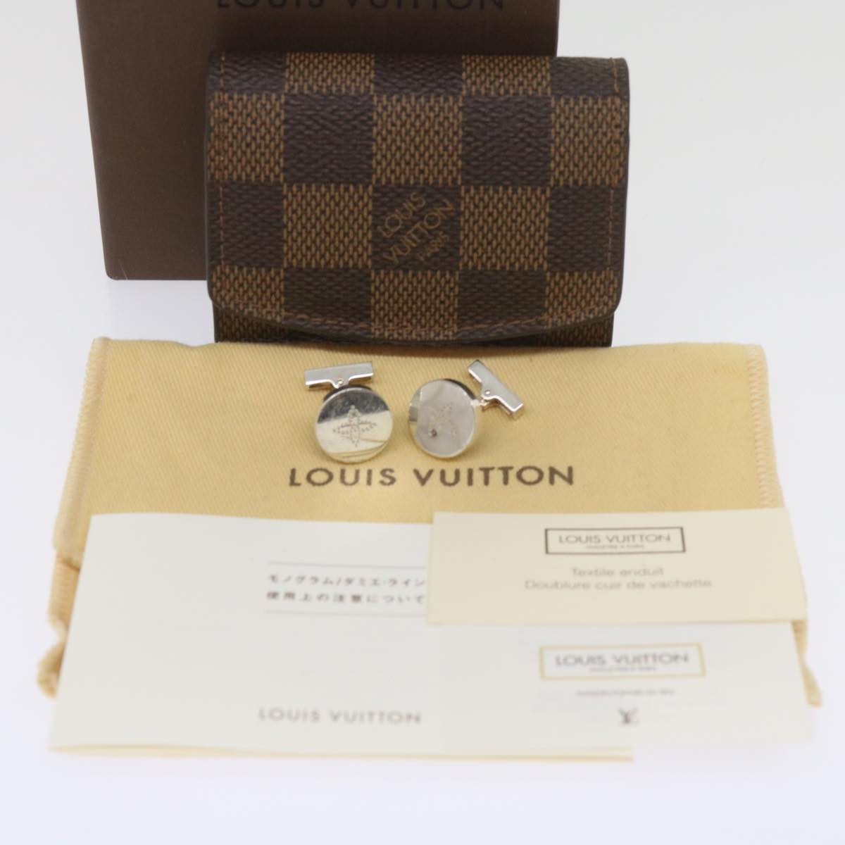 LOUIS VUITTON Damier Ebene Cuff Case M64681 LV Auth 65570