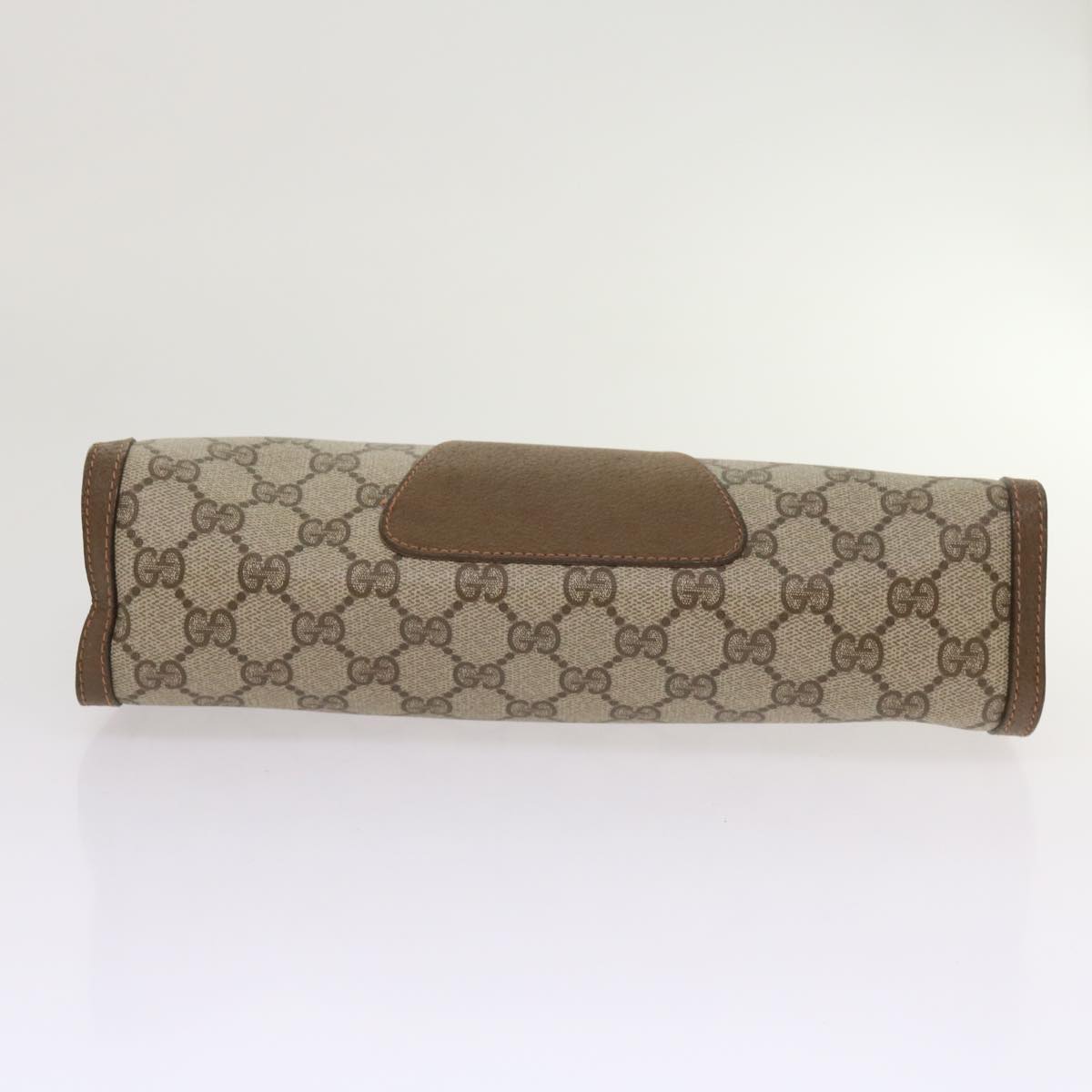 GUCCI GG Canvas Web Sherry Line Clutch Bag PVC Beige Green Red Auth 65580