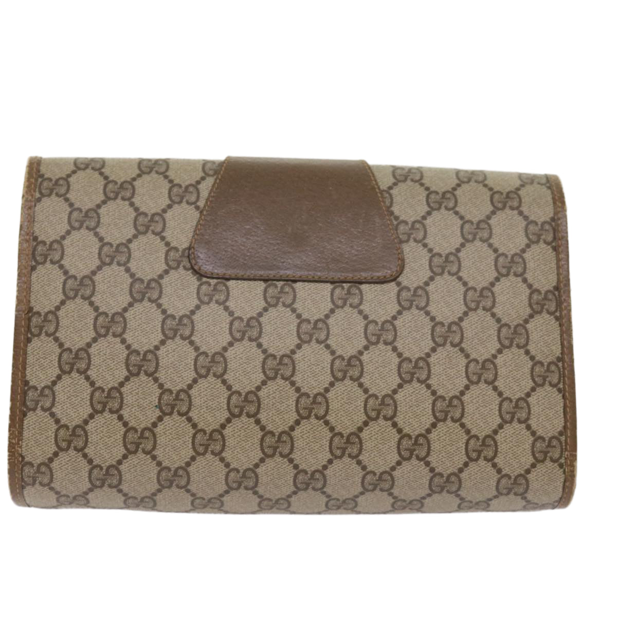 GUCCI GG Canvas Web Sherry Line Clutch Bag PVC Beige Green Red Auth 65592