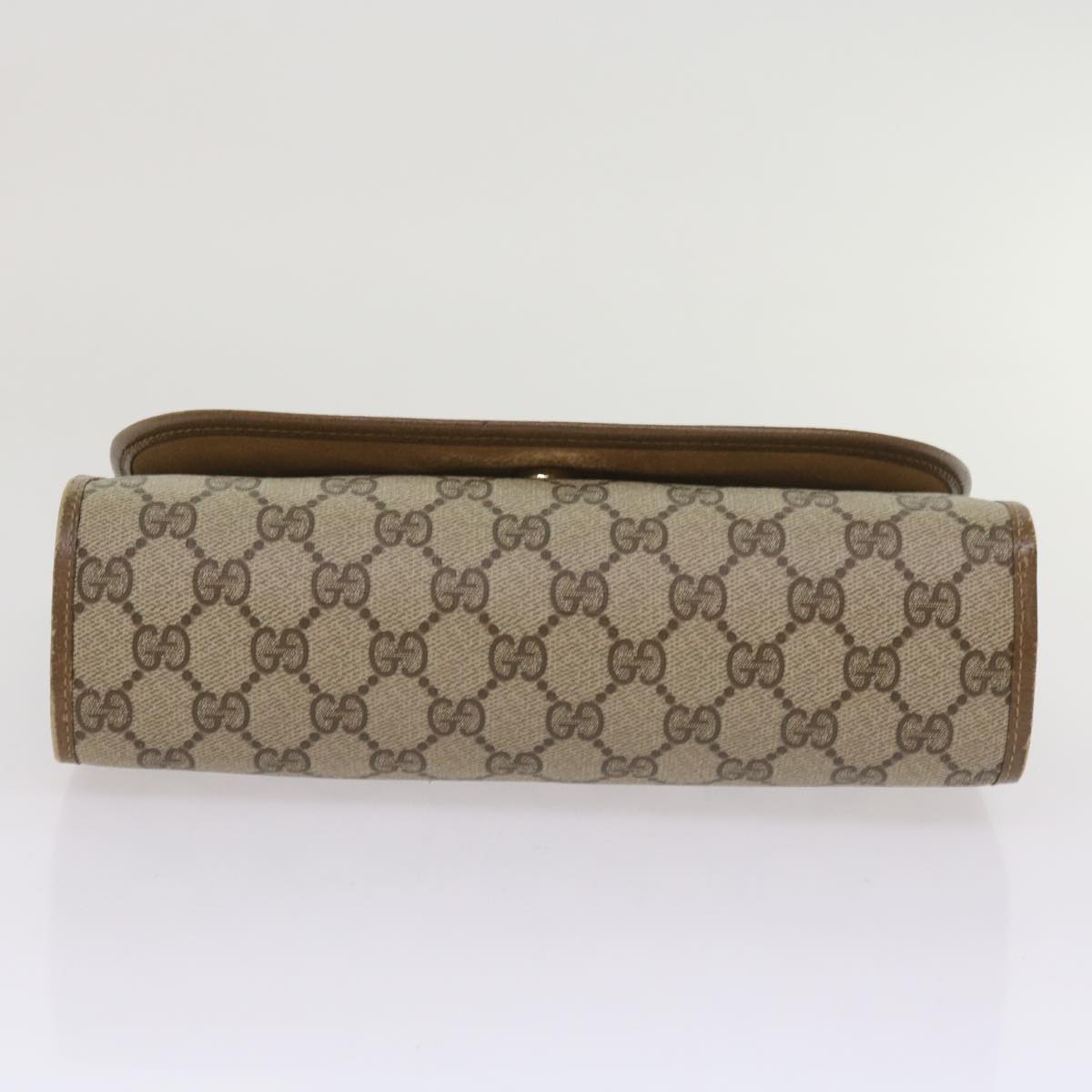 GUCCI GG Canvas Web Sherry Line Clutch Bag PVC Beige Green Red Auth 65592