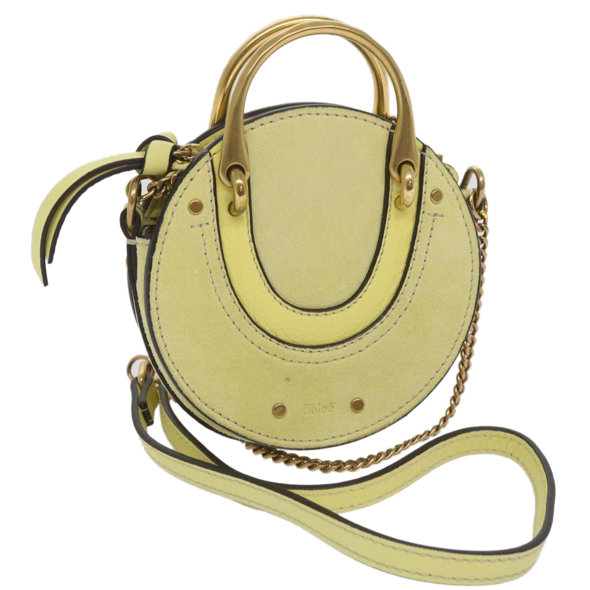 Chloe Pixy Hand Bag Suede Leather 2way Yellow Auth 65664