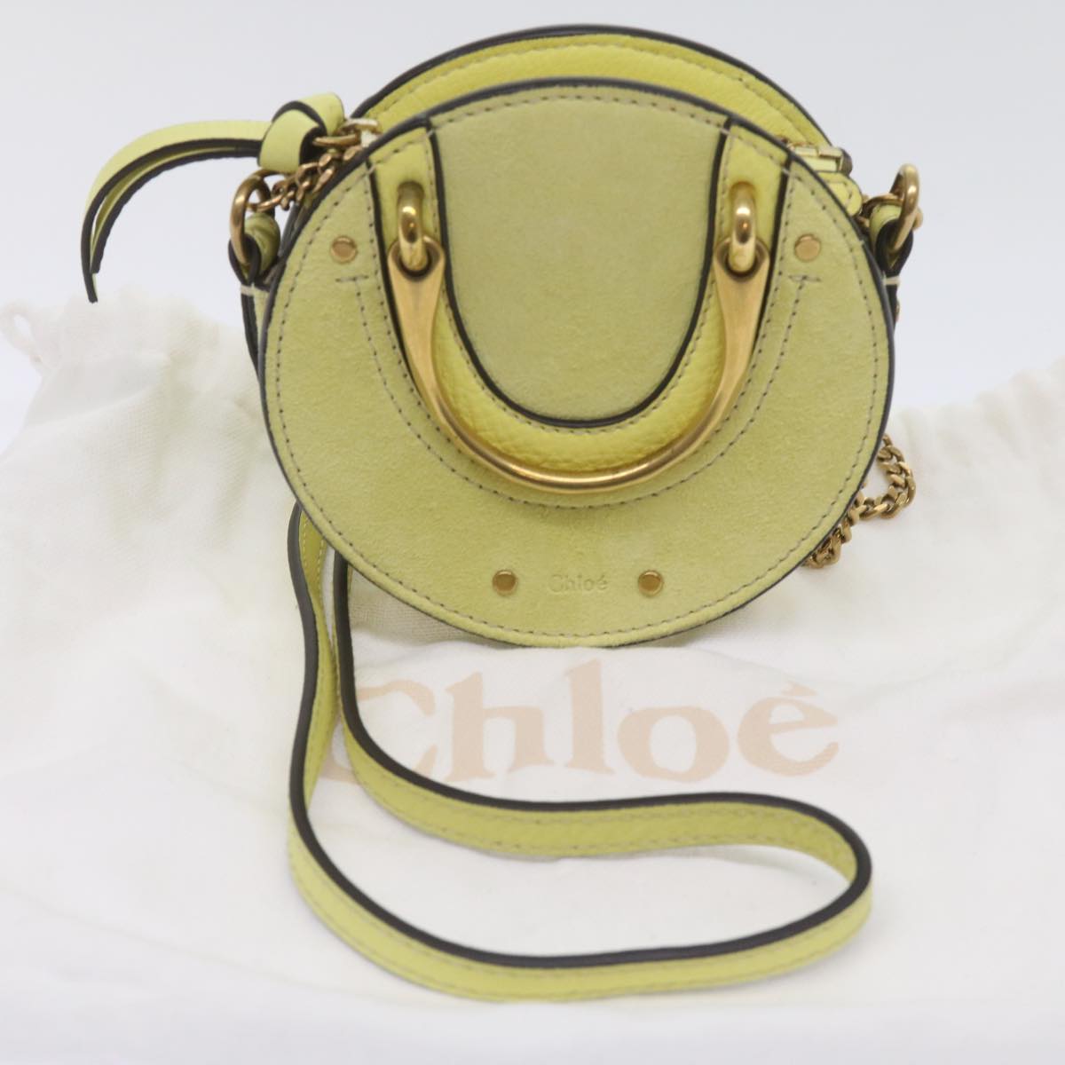 Chloe Pixy Hand Bag Suede Leather 2way Yellow Auth 65664V