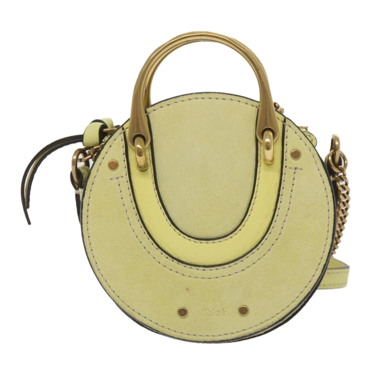 Chloe Pixy Hand Bag Suede Leather 2way Yellow Auth 65664