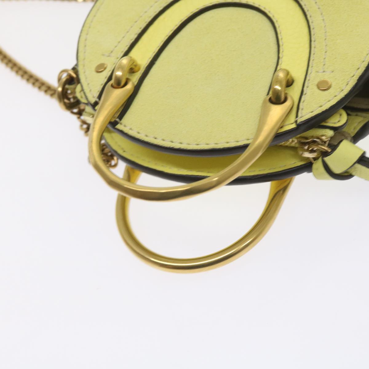 Chloe Pixy Hand Bag Suede Leather 2way Yellow Auth 65664