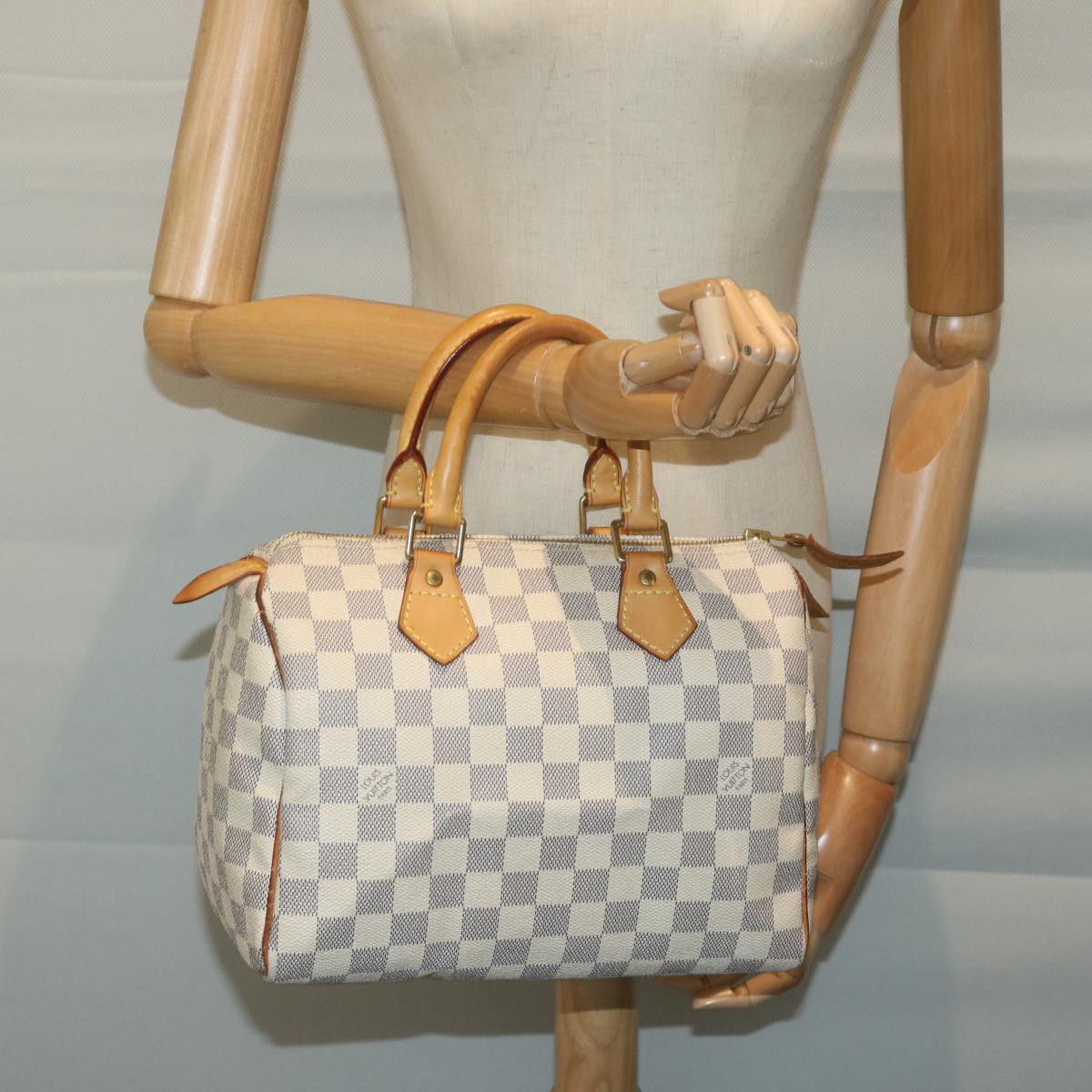 LOUIS VUITTON Damier Azur Speedy 25 Hand Bag N41534 LV Auth 65682