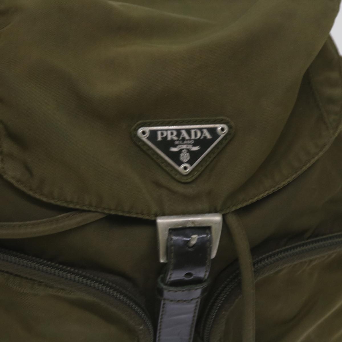 PRADA Backpack Nylon Khaki Auth 65700