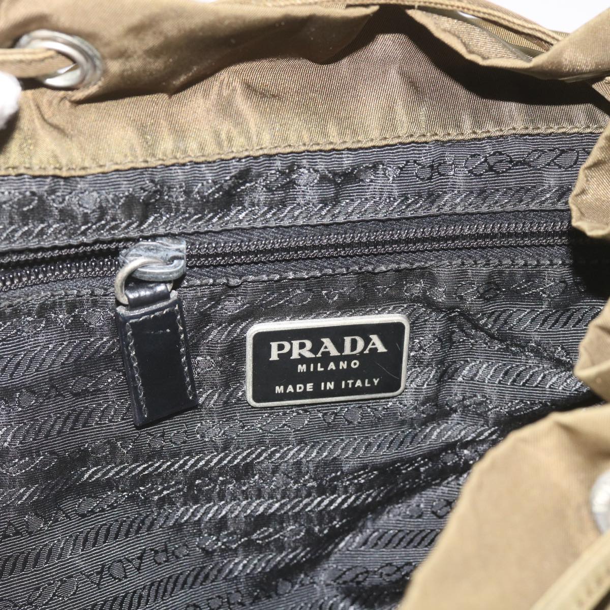 PRADA Backpack Nylon Khaki Auth 65700