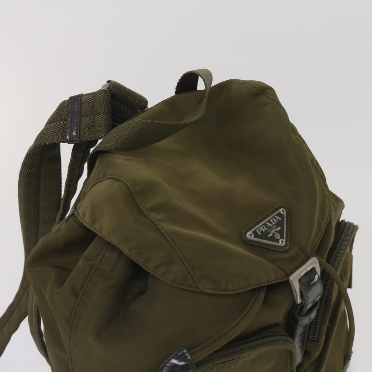 PRADA Backpack Nylon Khaki Auth 65700