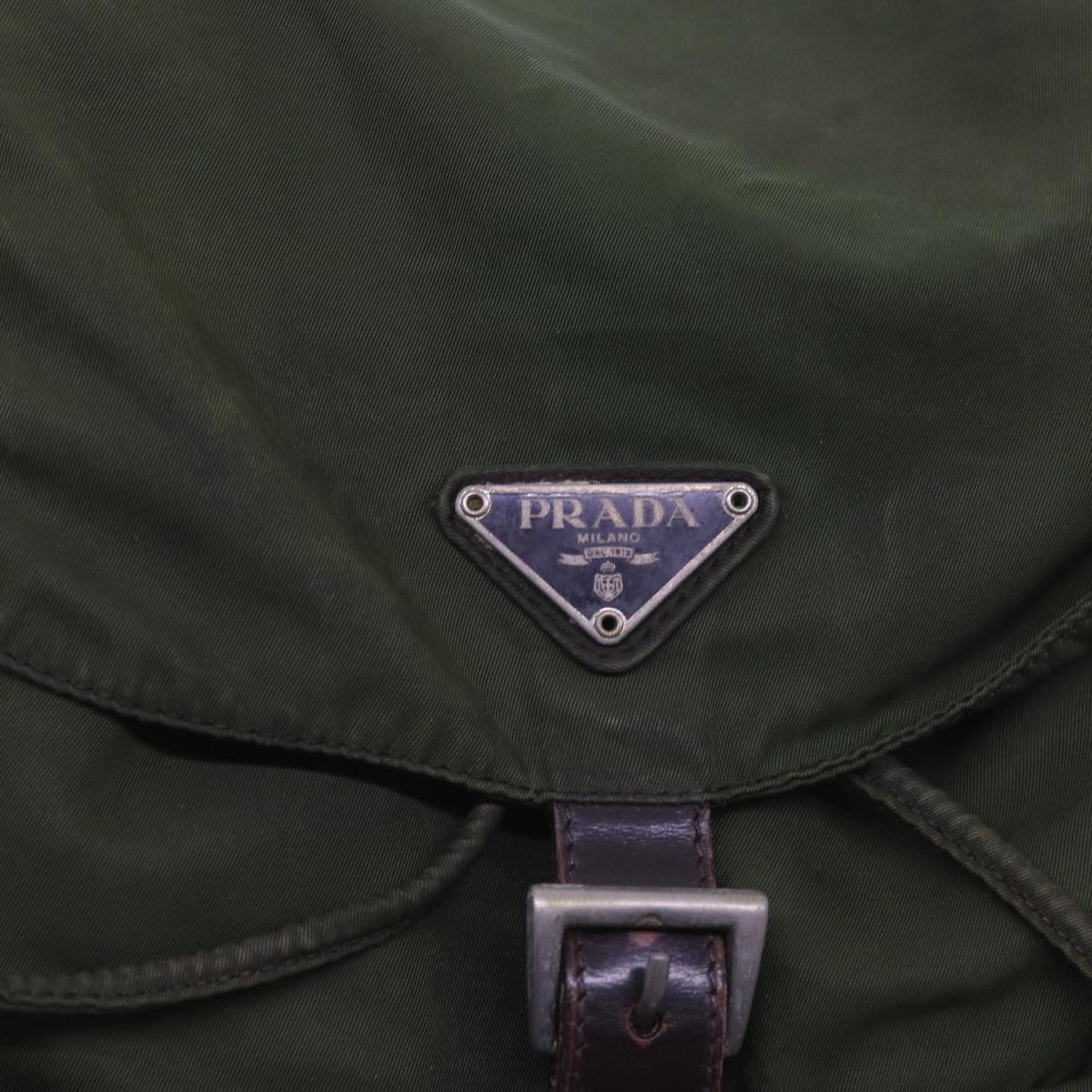 PRADA Backpack Nylon Khaki Auth 65703