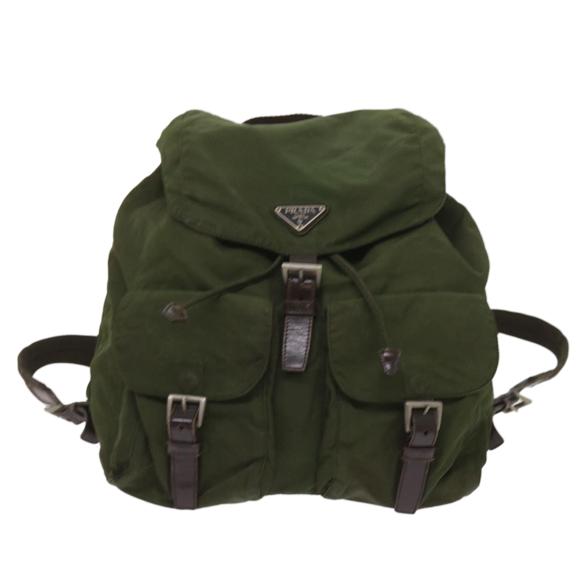 PRADA Backpack Nylon Khaki Auth 65703