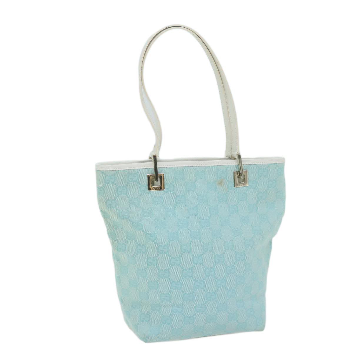 GUCCI GG Canvas Tote Bag Light Blue 002.1099 Auth 65709