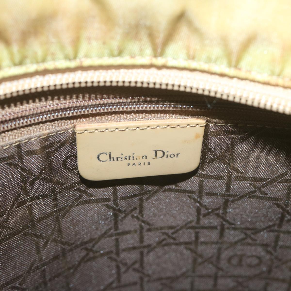 Christian Dior Maris Pearl Tote Bag Nylon Beige Auth 65723