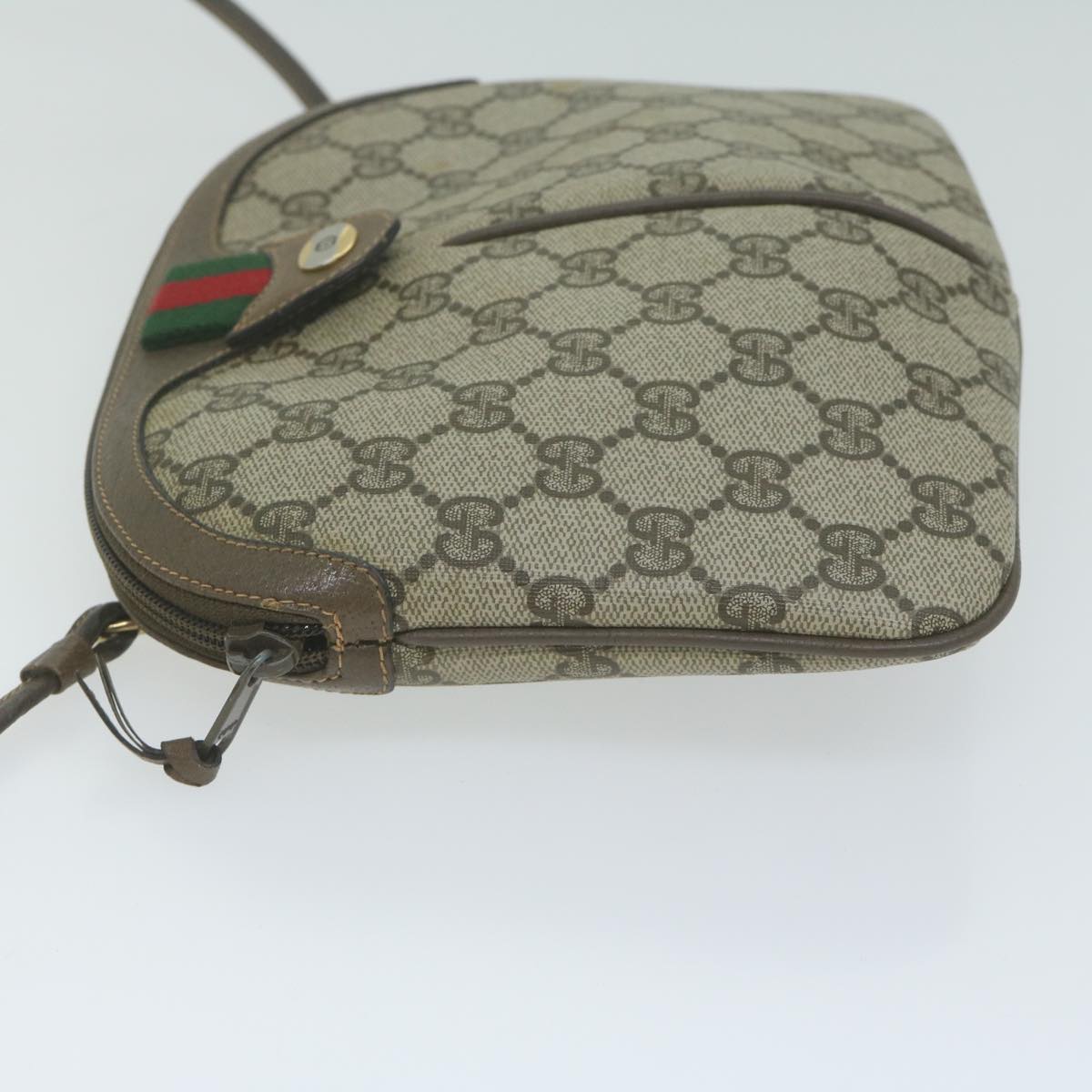 GUCCI GG Supreme Web Sherry Line Shoulder Bag PVC Beige 904 02 047 Auth 65741