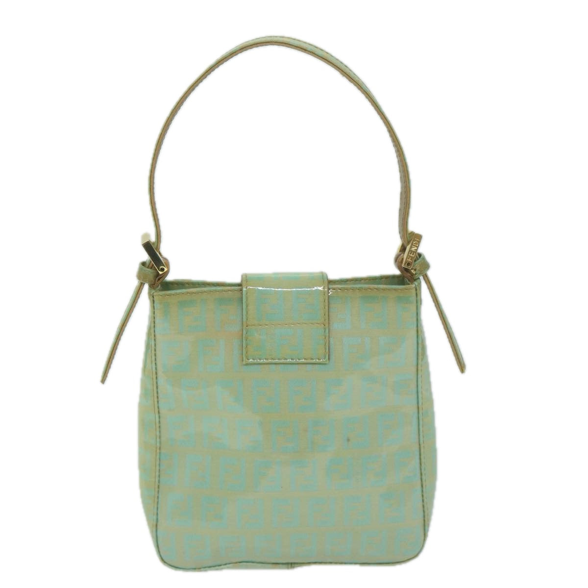 FENDI Zucchino Canvas Hand Bag Enamel Light Blue Auth 65767