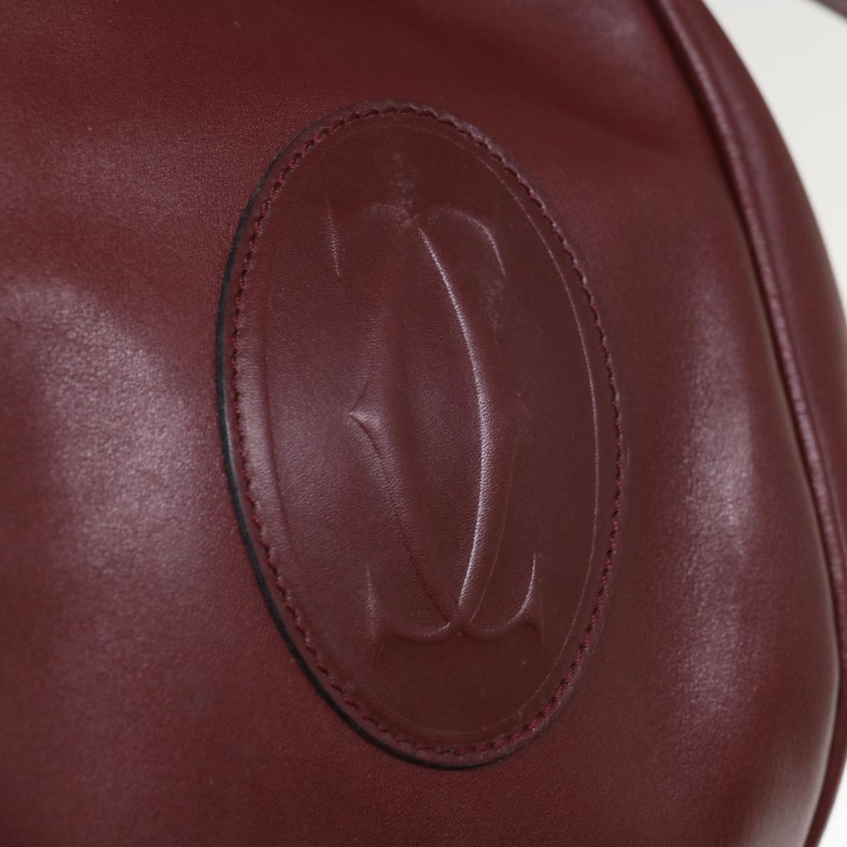 CARTIER Shoulder Bag Leather Wine Red Auth 65776