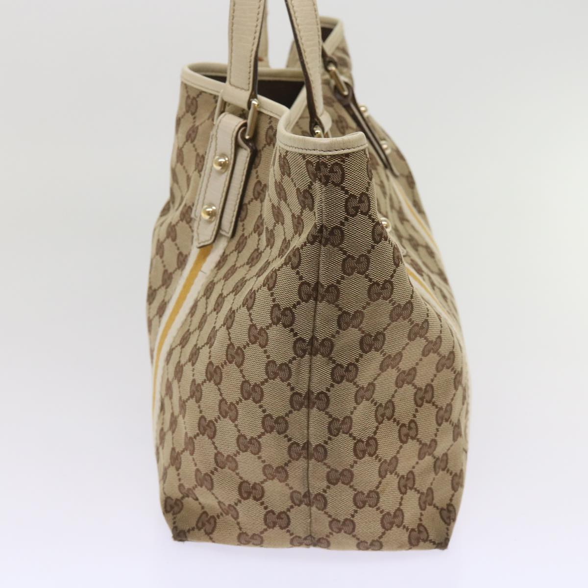 GUCCI GG Canvas Sherry Line Tote Bag Beige White 139260 Auth 65787