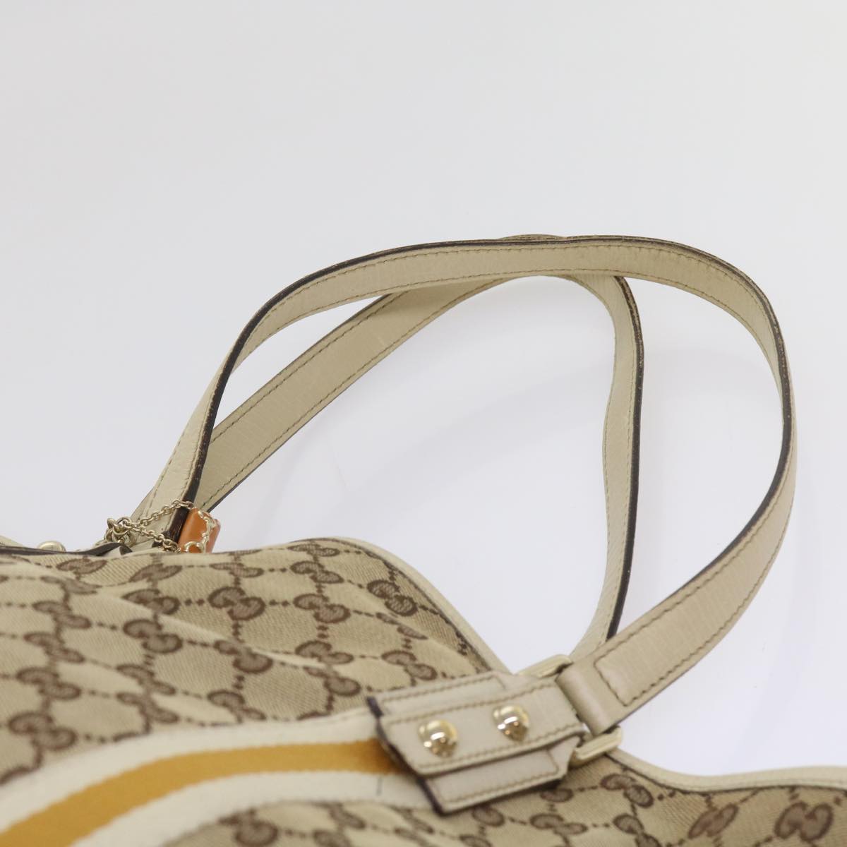 GUCCI GG Canvas Sherry Line Tote Bag Beige White 139260 Auth 65787