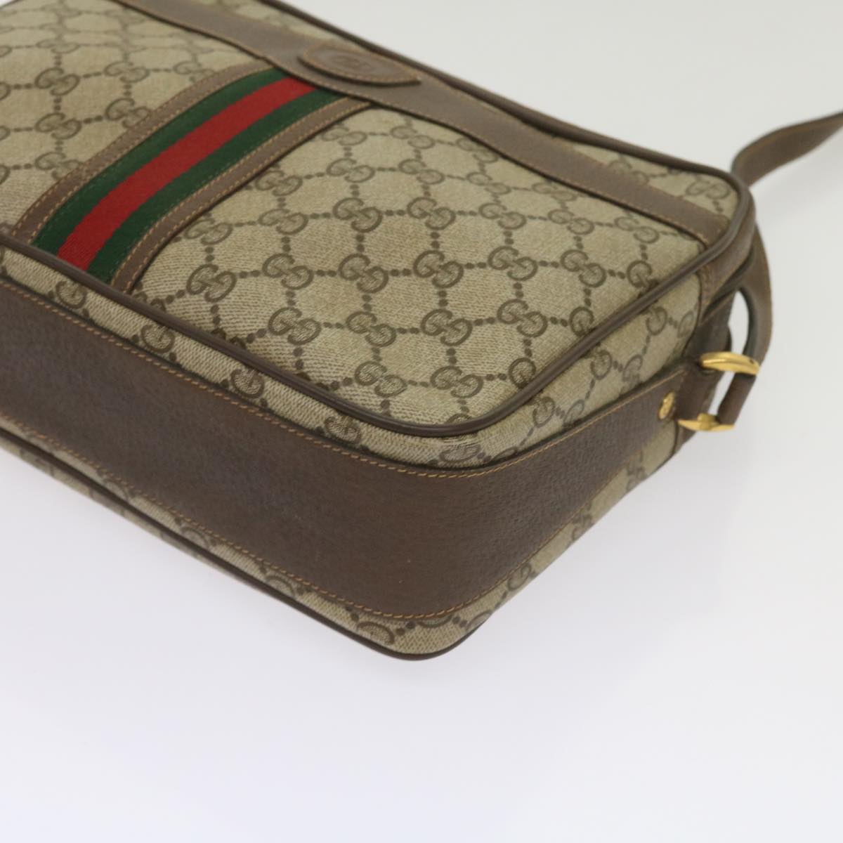 GUCCI GG Supreme Web Sherry Line Shoulder Bag PVC Beige 001 904 0848 Auth 65809