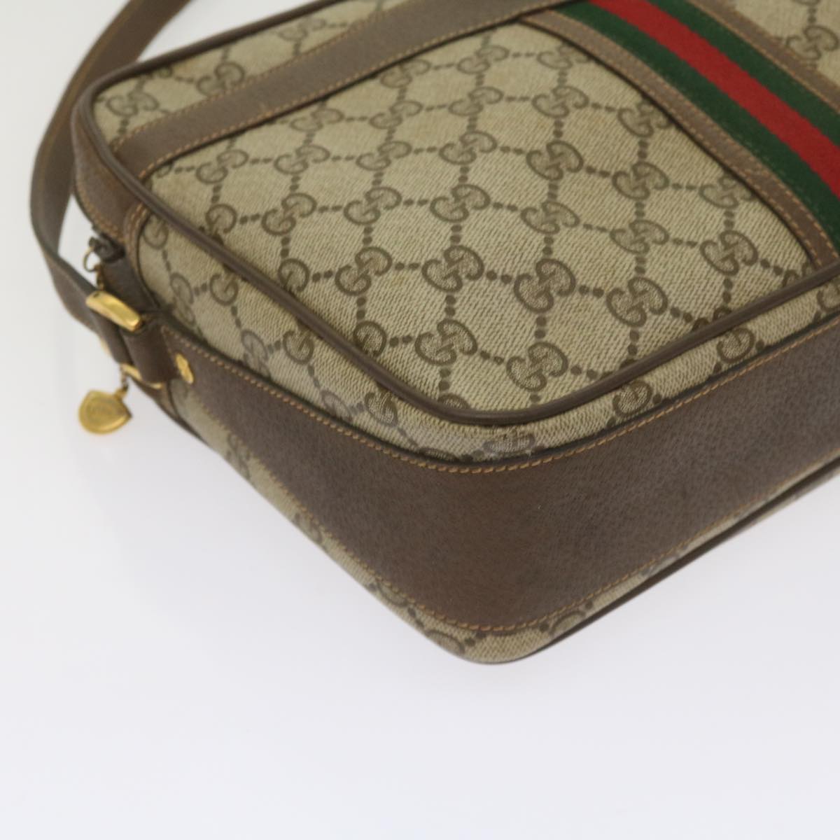 GUCCI GG Supreme Web Sherry Line Shoulder Bag PVC Beige 001 904 0848 Auth 65809