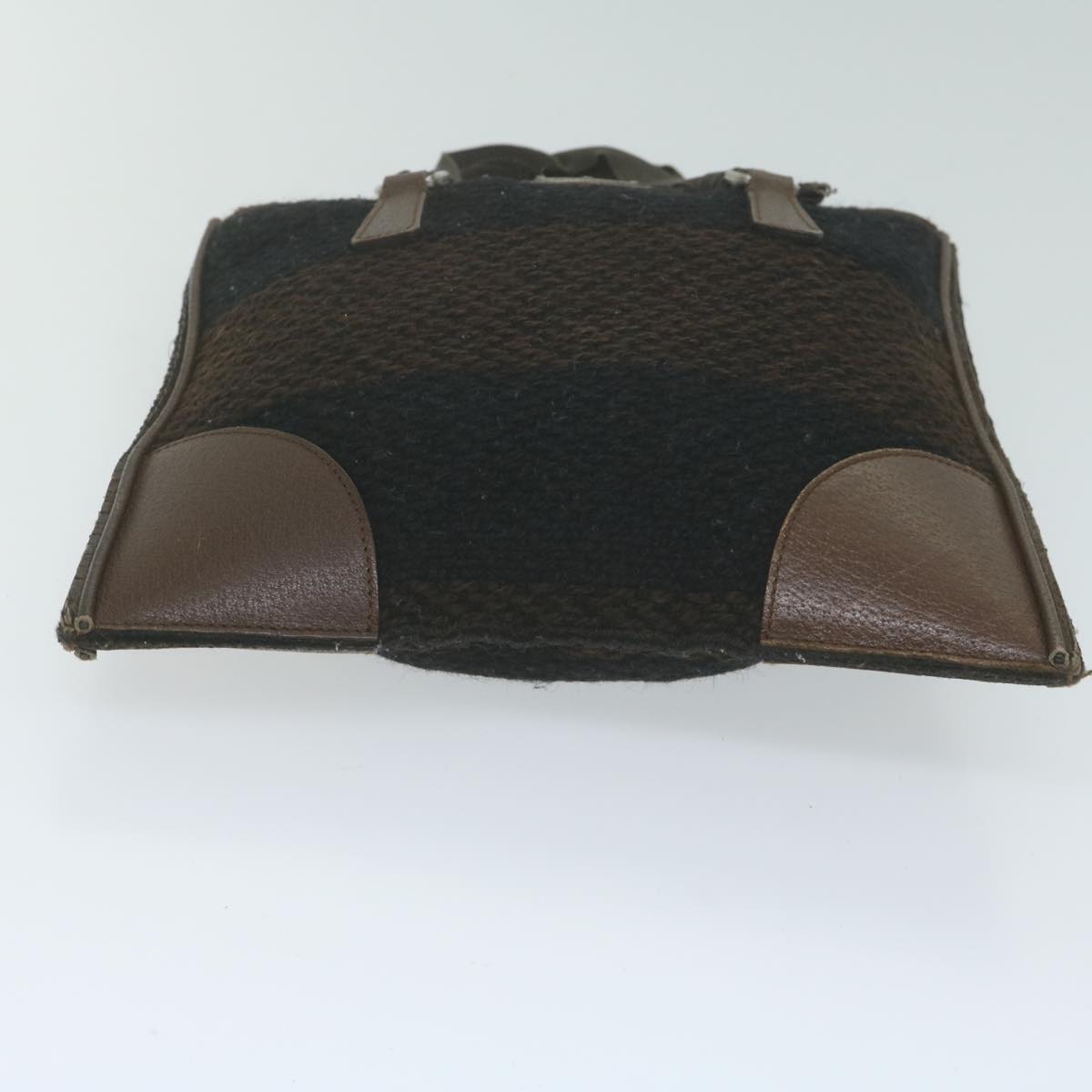 PRADA Hand Bag Wool Brown Auth 65824