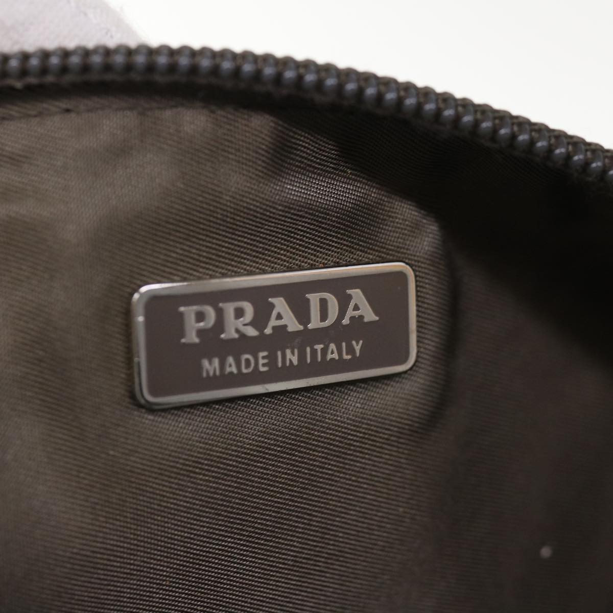 PRADA Accessory Pouch Nylon Brown Auth 65832