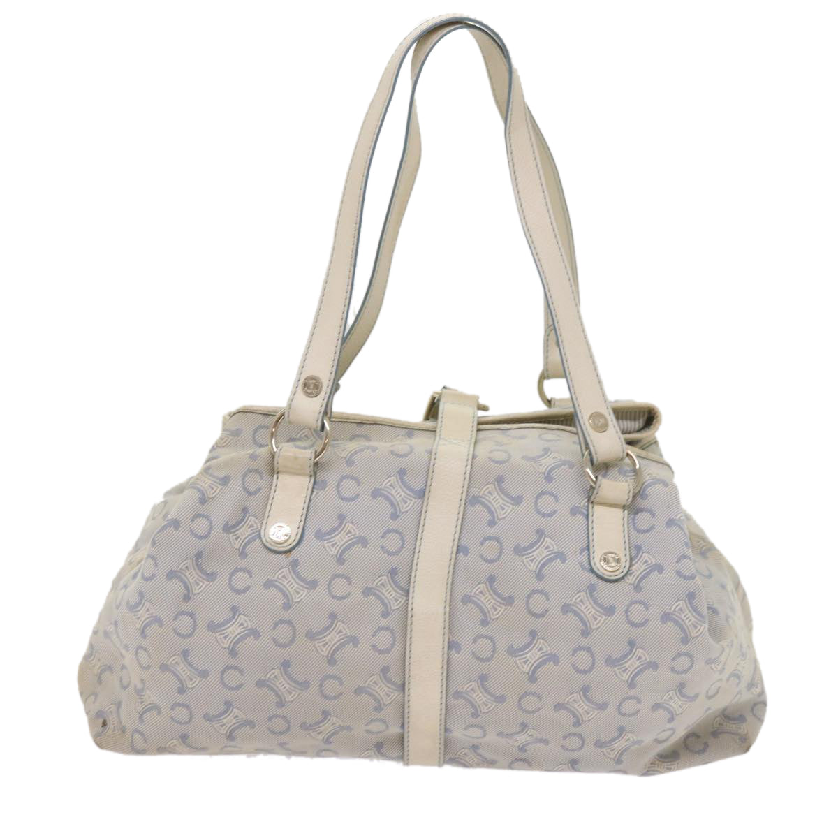 CELINE C Macadam Canvas Shoulder Bag Light Blue Auth 65843