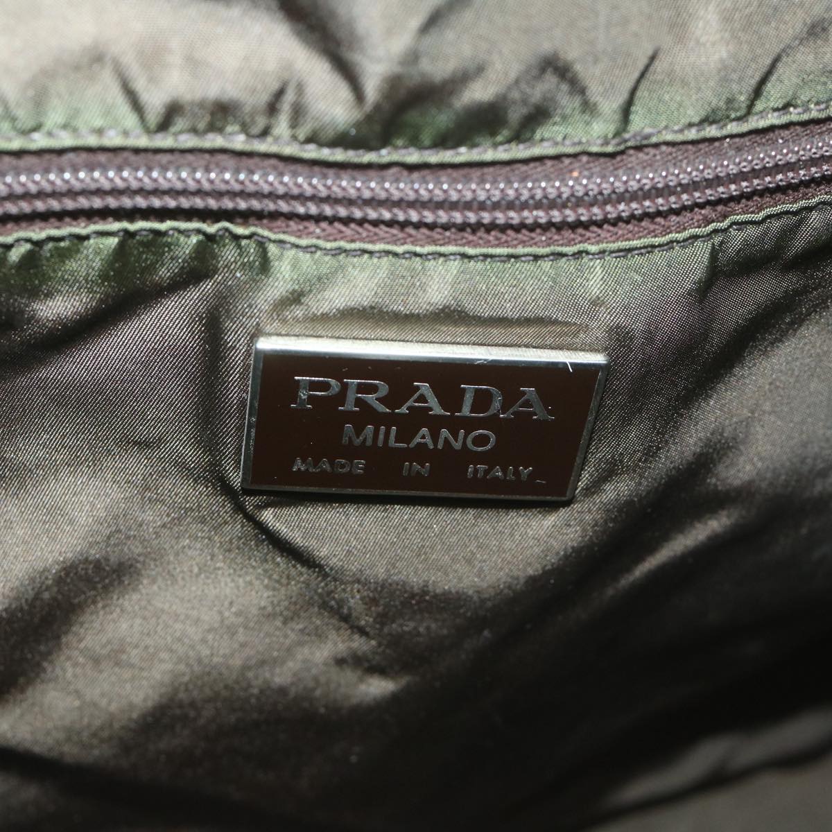 PRADA Boston Bag Nylon Khaki Auth 65845