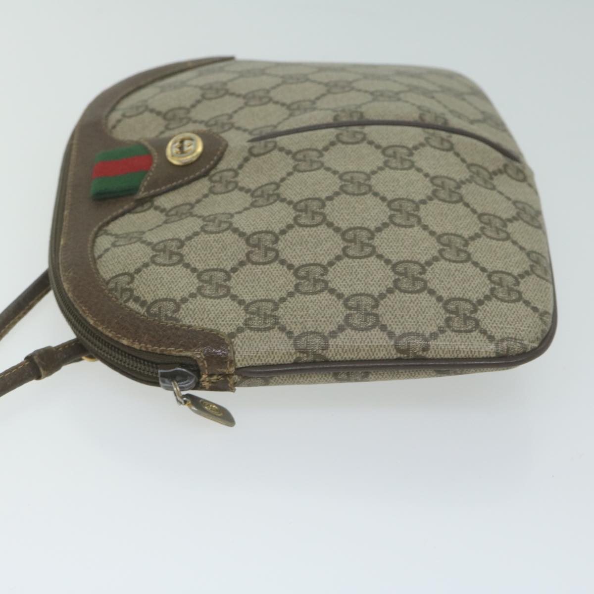 GUCCI GG Supreme Web Sherry Line Shoulder Bag PVC Beige 904 02 047 Auth 65903