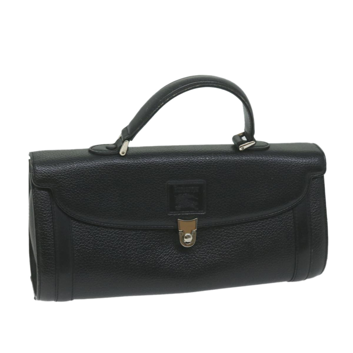 Burberrys Hand Bag Leather Black Auth 65918