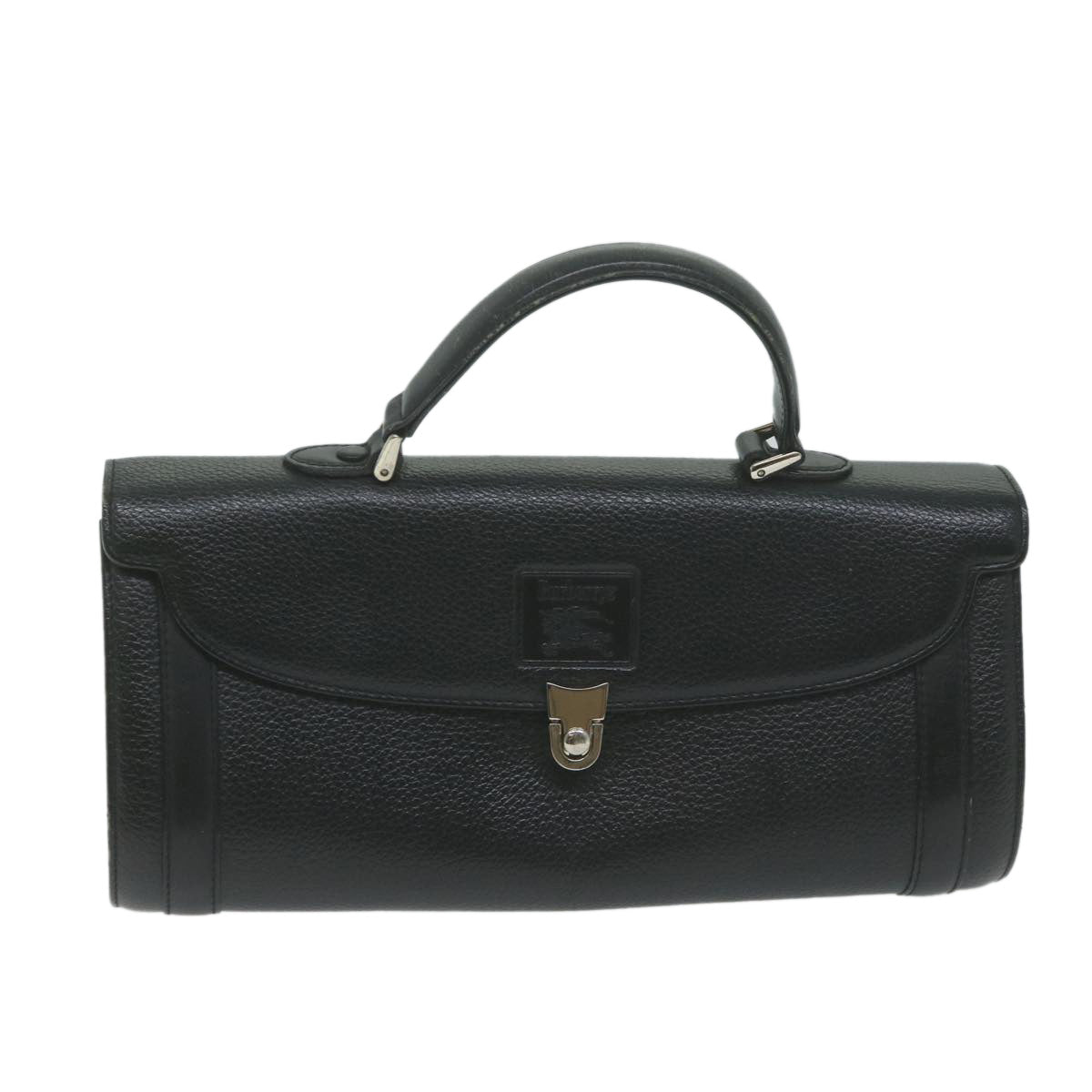 Burberrys Hand Bag Leather Black Auth 65918