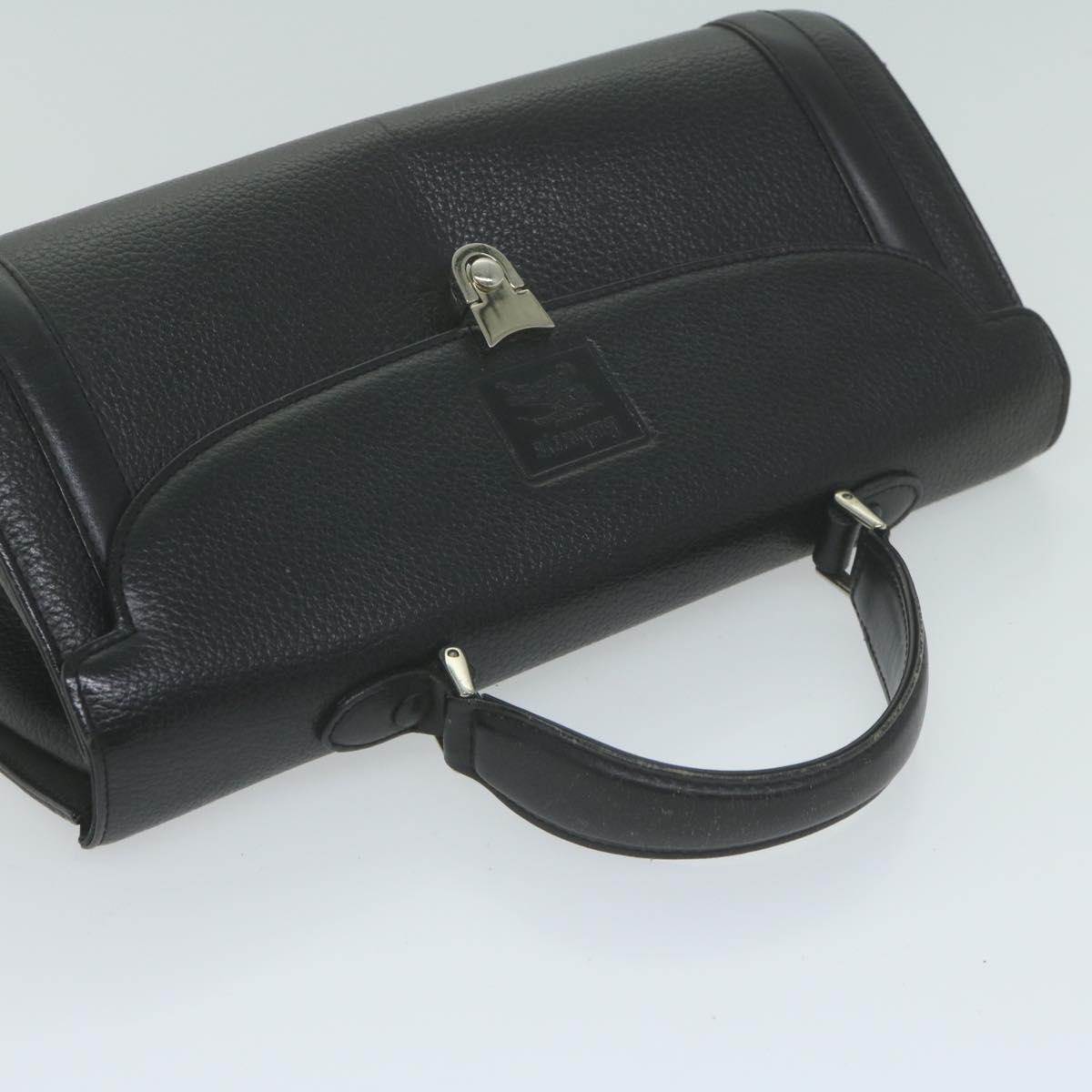 Burberrys Hand Bag Leather Black Auth 65918