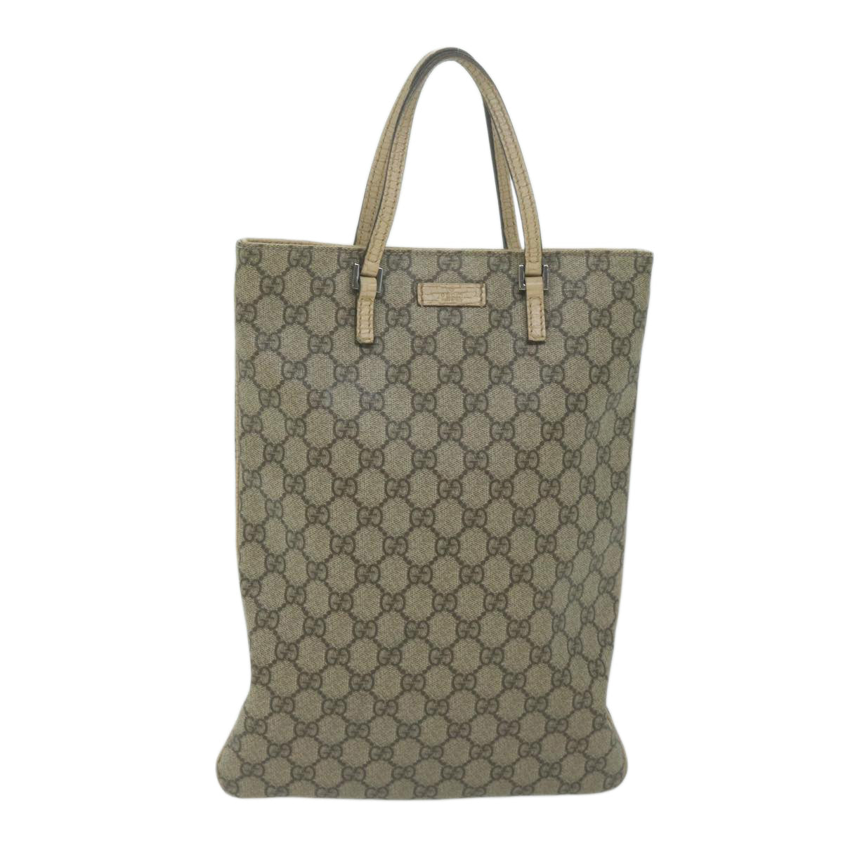 GUCCI GG Supreme Hand Bag PVC Leather Beige 117551 Auth 65939