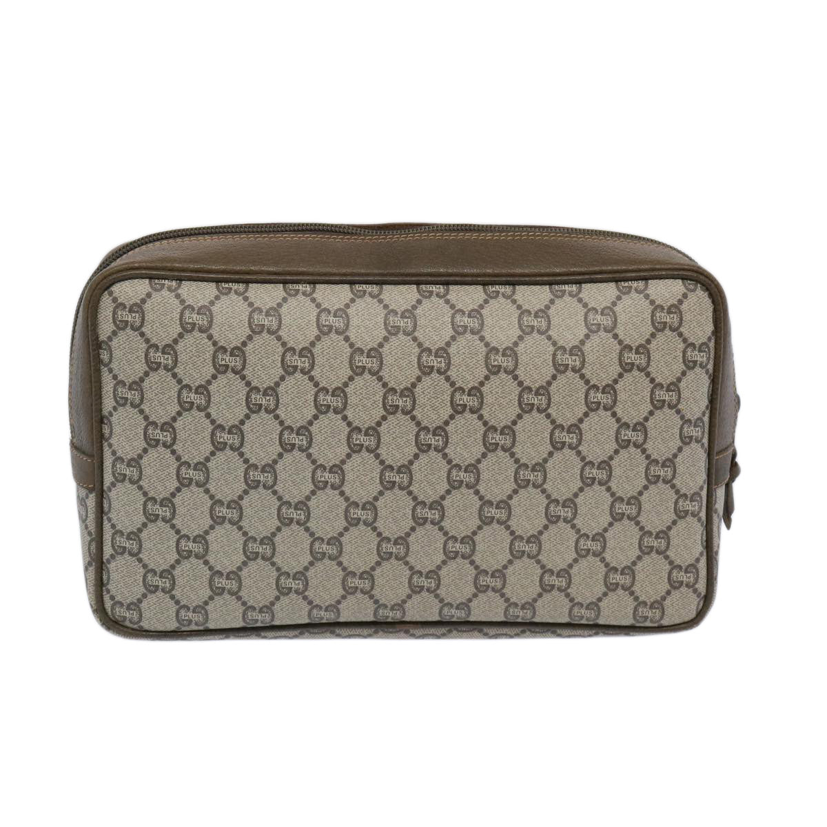 GUCCI GG Plus Supreme Clutch Bag PVC Leather Beige Auth 65941