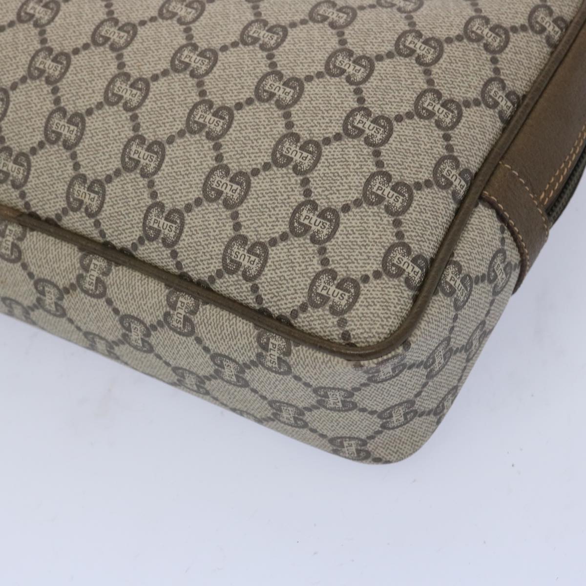 GUCCI GG Plus Supreme Clutch Bag PVC Leather Beige Auth 65941