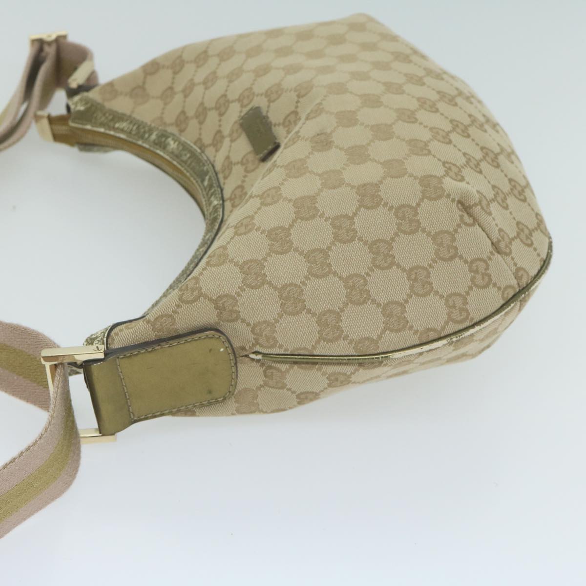 GUCCI GG Canvas Sherry Line Shoulder Bag Gold Beige pink 181092 Auth 65952